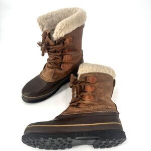 Sorel Women’s Alpine Waterproof Sherpa Lined leather‎ Boots size 7 Duck Caribou